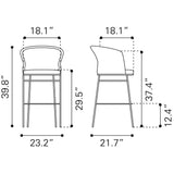 ZUO Freycinet Barstool (Set of 2) Natural