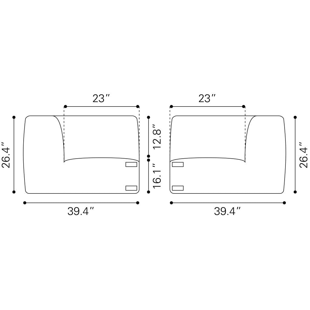 ZUO Luanda Corner Chair Gray