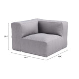ZUO Luanda Corner Chair Gray