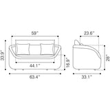 ZUO Coral Reef Loveseat Gray