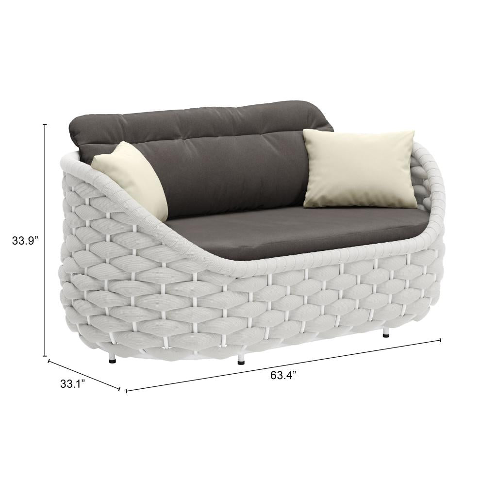 ZUO Coral Reef Loveseat Gray