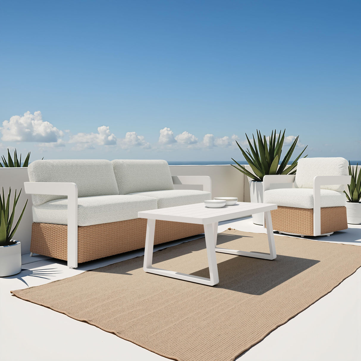 ZUO Gelo Sofa White & Brown