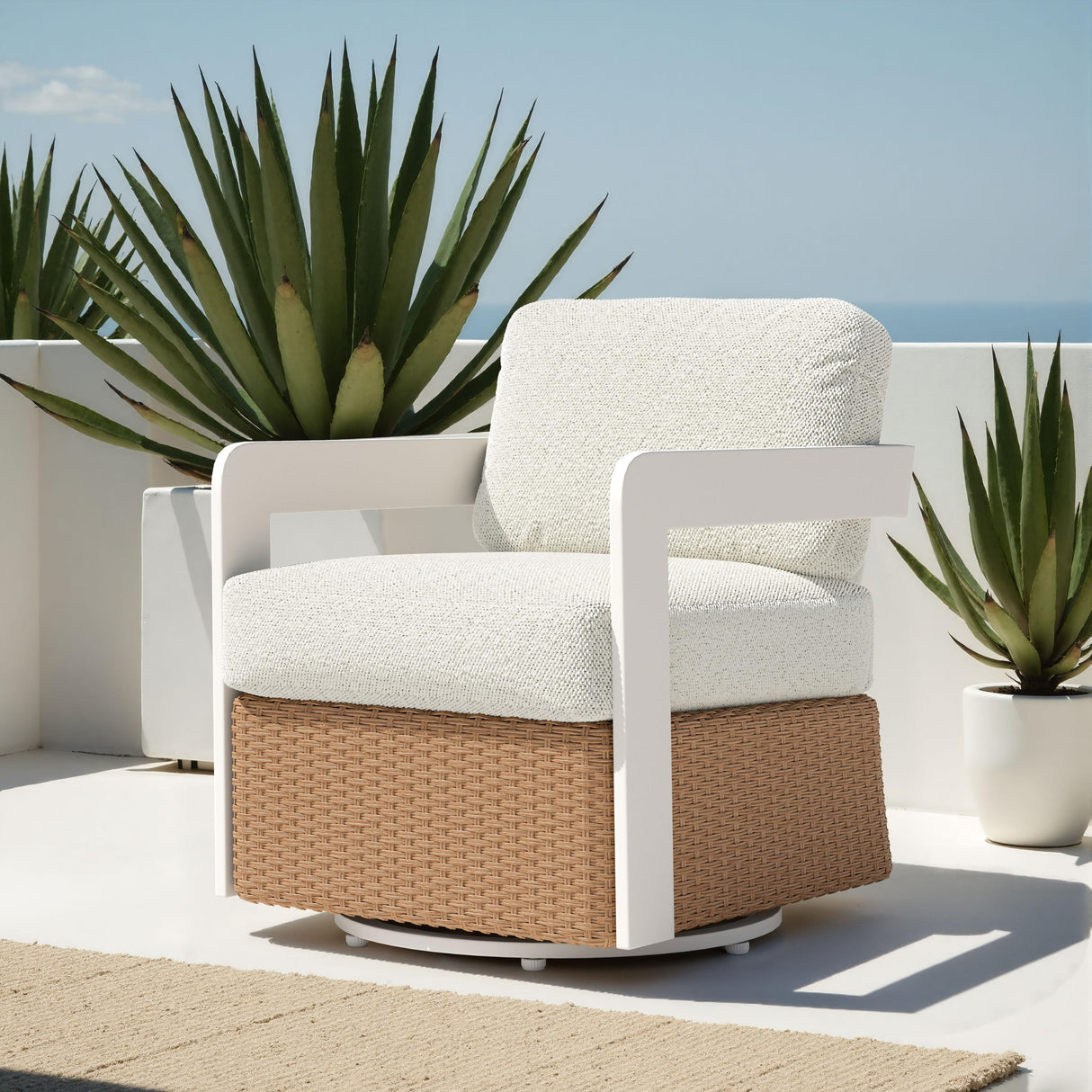 ZUO Gelo Swivel Chair White & Brown