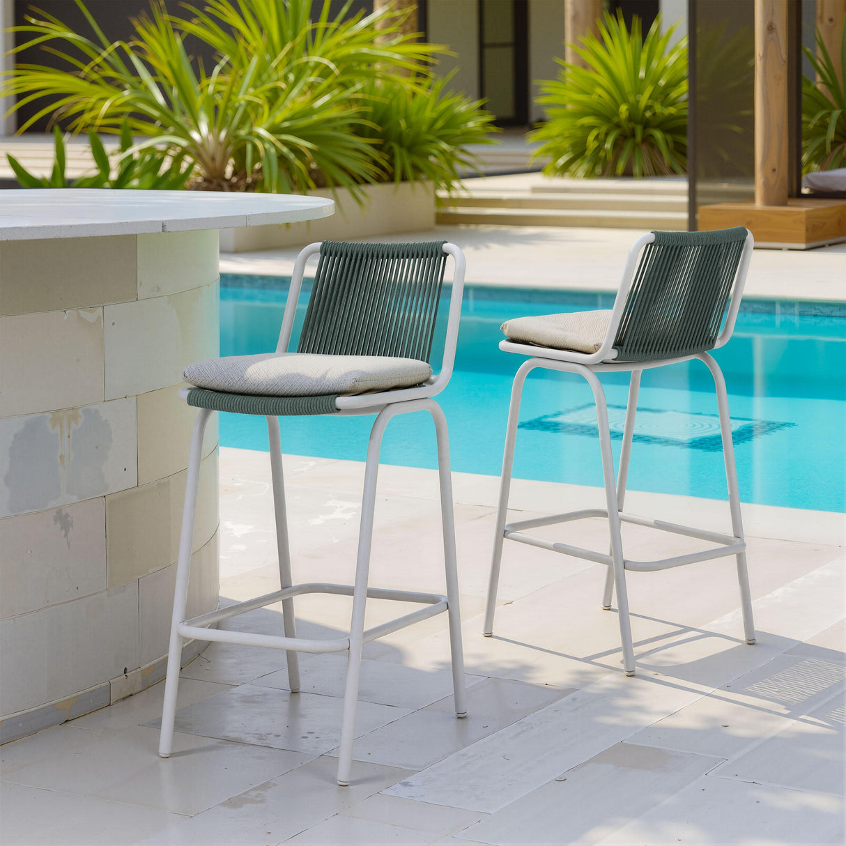 ZUO Luft Barstool (Set of 2) White & Green