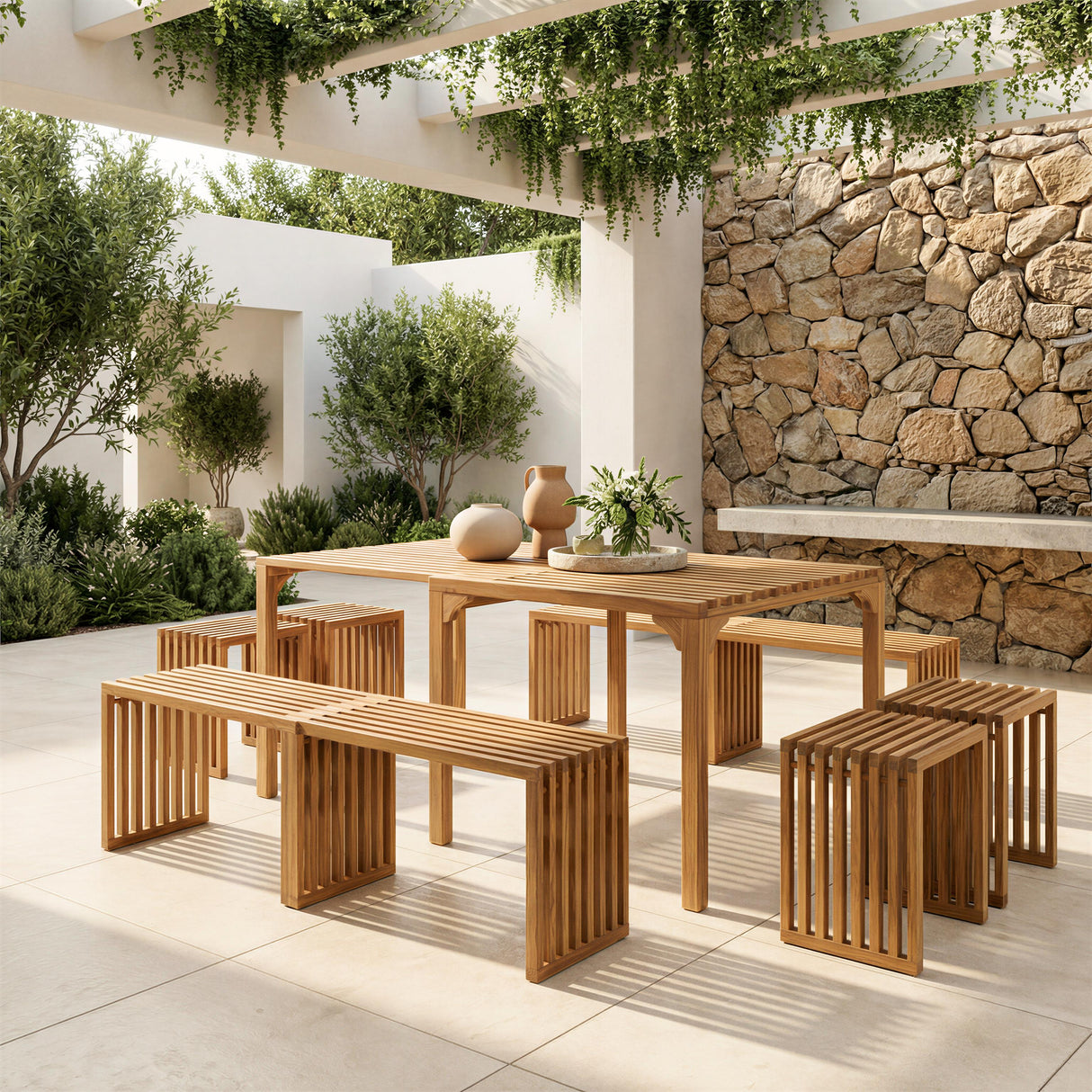 ZUO Riviera Extendable Bench (Set of 2) Natural