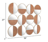 ZUO Cycle Round Mirror Gold & Walnut