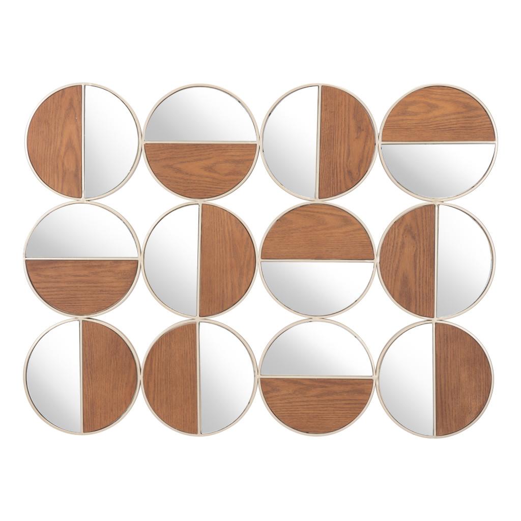 ZUO Cycle Round Mirror Gold & Walnut