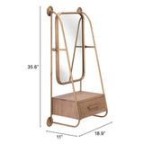 ZUO Peralta Mirror Shelf Brass & Brown