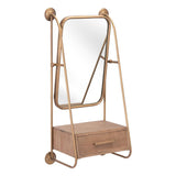 ZUO Peralta Mirror Shelf Brass & Brown