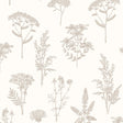 DecoratorsBest Luminous Botanical Sketch Silver Metallic Wallpaper