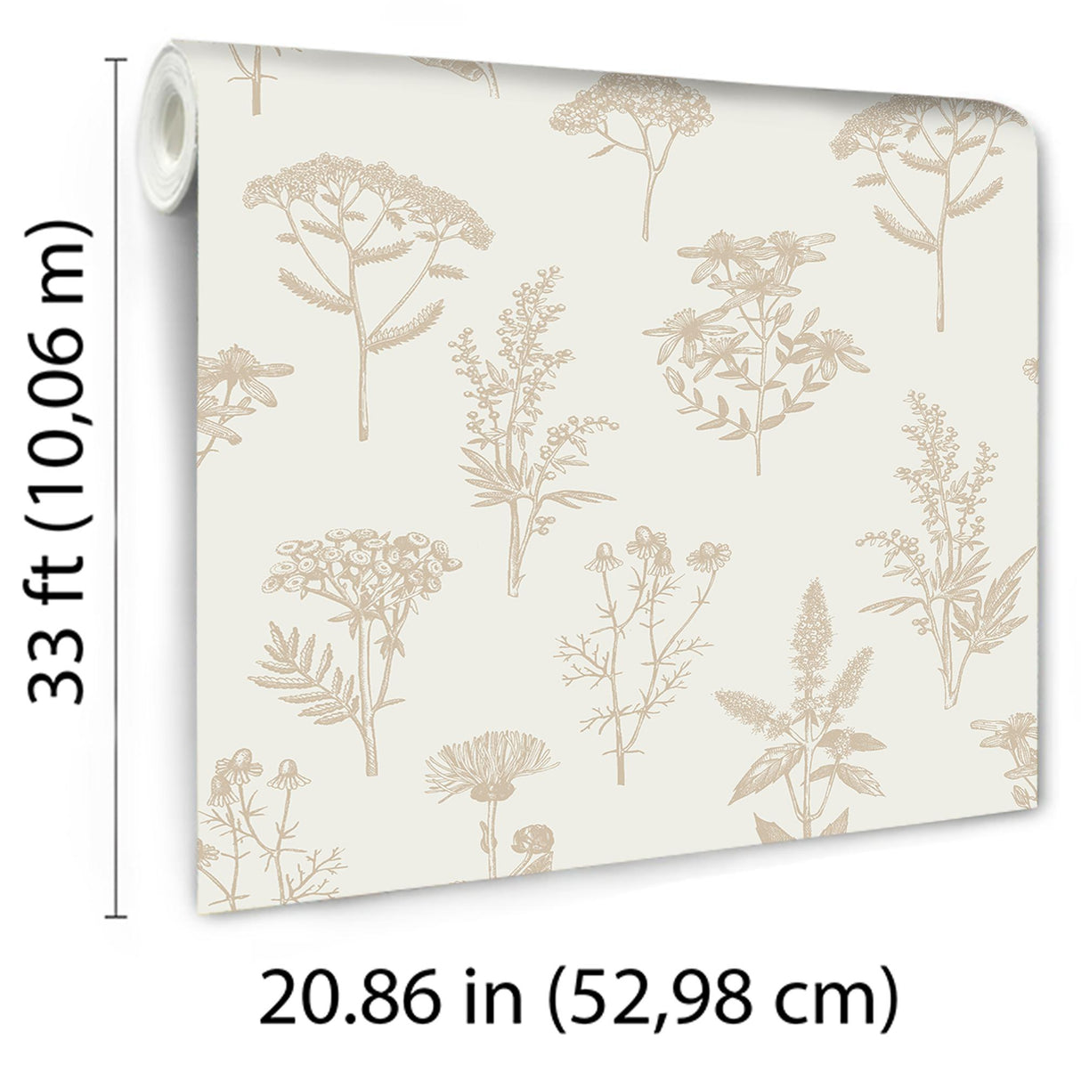 DecoratorsBest Luminous Botanical Sketch Gold Metallic Wallpaper