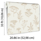 DecoratorsBest Luminous Botanical Sketch Gold Metallic Wallpaper