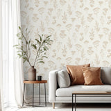 DecoratorsBest Luminous Botanical Sketch Gold Metallic Wallpaper
