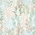 DecoratorsBest Serene Meadow Aqua Blue & Green on White Ground Wallpaper