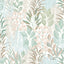 DecoratorsBest Serene Meadow Aqua Blue & Green on White Ground Wallpaper