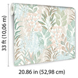 DecoratorsBest Serene Meadow Aqua Blue & Green on White Ground Wallpaper