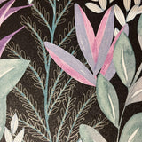 Veer Decor Serene Meadow Green and Purple on Black Ground Wallpaper