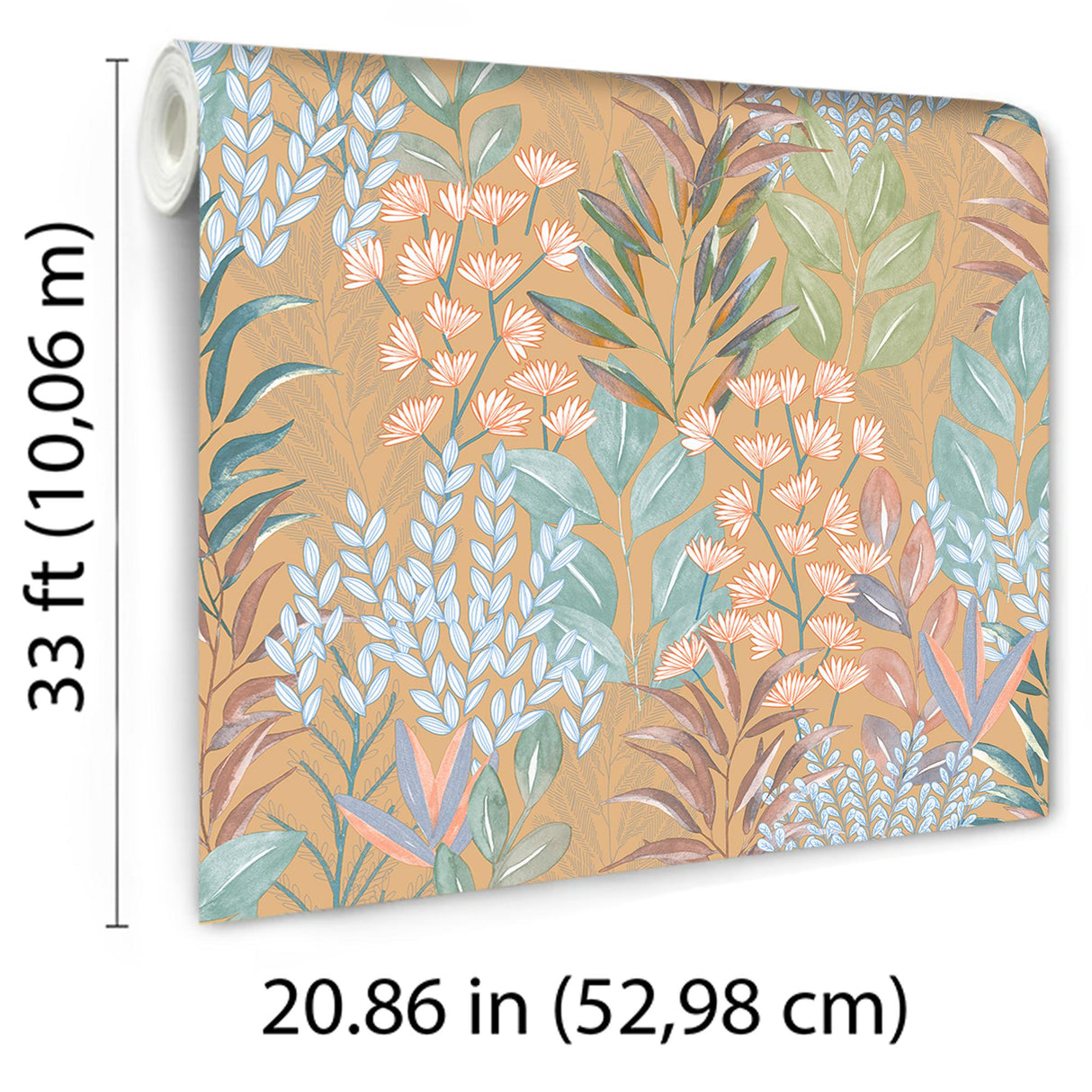 Veer Decor Serene Meadow Burnt Orange Ground Wallpaper