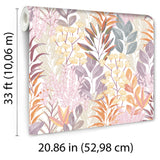 Veer Decor Serene Meadow Orange and Purple on White Ground Wallpaper