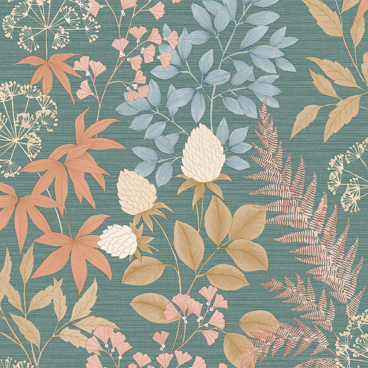 DecoratorsBest Gilded Bloom Green Ground Wallpaper