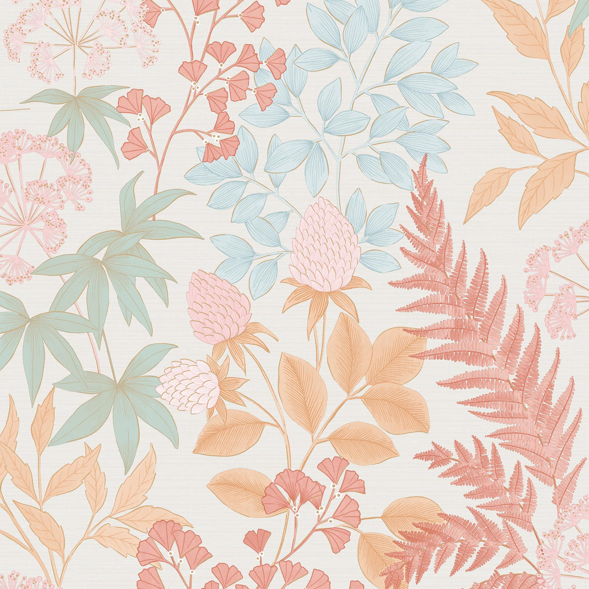DecoratorsBest Gilded Bloom Red on White Ground Wallpaper