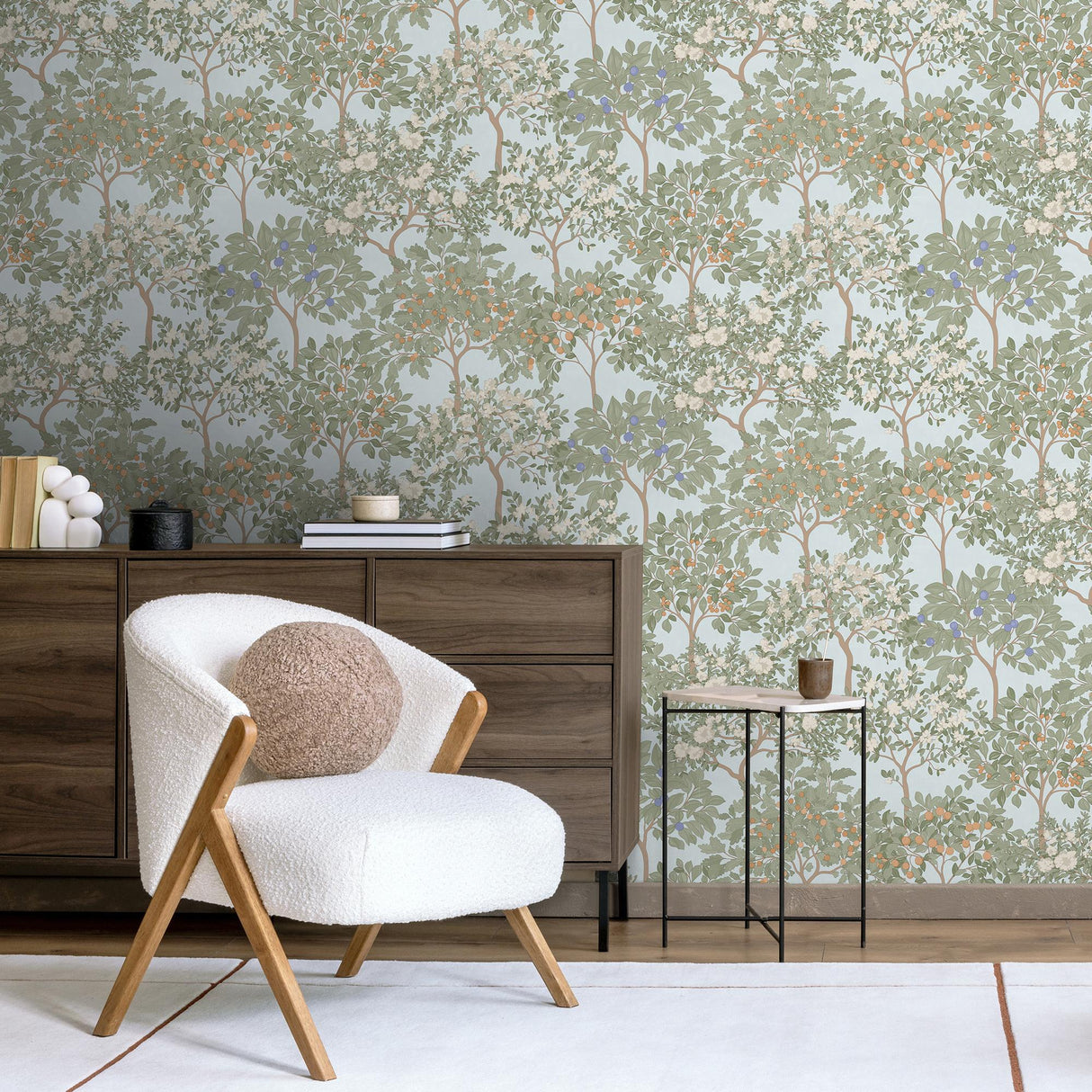 Veer Decor Arbor Serenade Blue Wallpaper