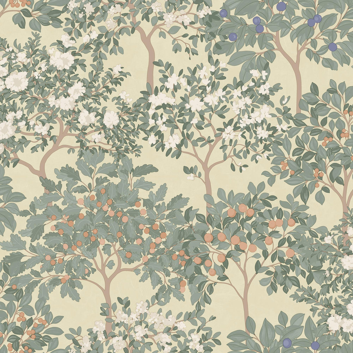 DecoratorsBest Arbor Serenade Green on Yellow Ground Wallpaper