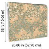 Veer Decor Arbor Serenade Green on Orange Wallpaper