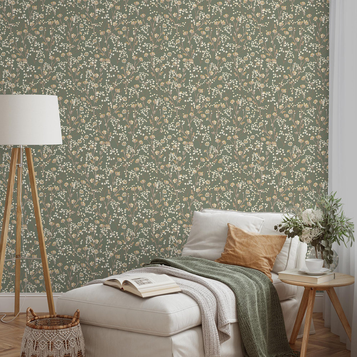 DecoratorsBest Blossom Branches Olive Wallpaper