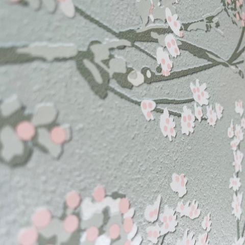DecoratorsBest Blossom Branches Grey Green Wallpaper