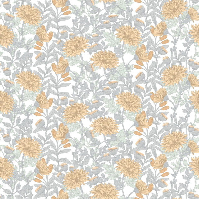 DecoratorsBest Floral Sonata Yellow & Grey Wallpaper