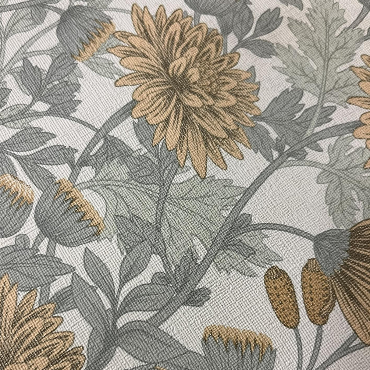 Veer Decor Floral Sonata Yellow and Grey Wallpaper