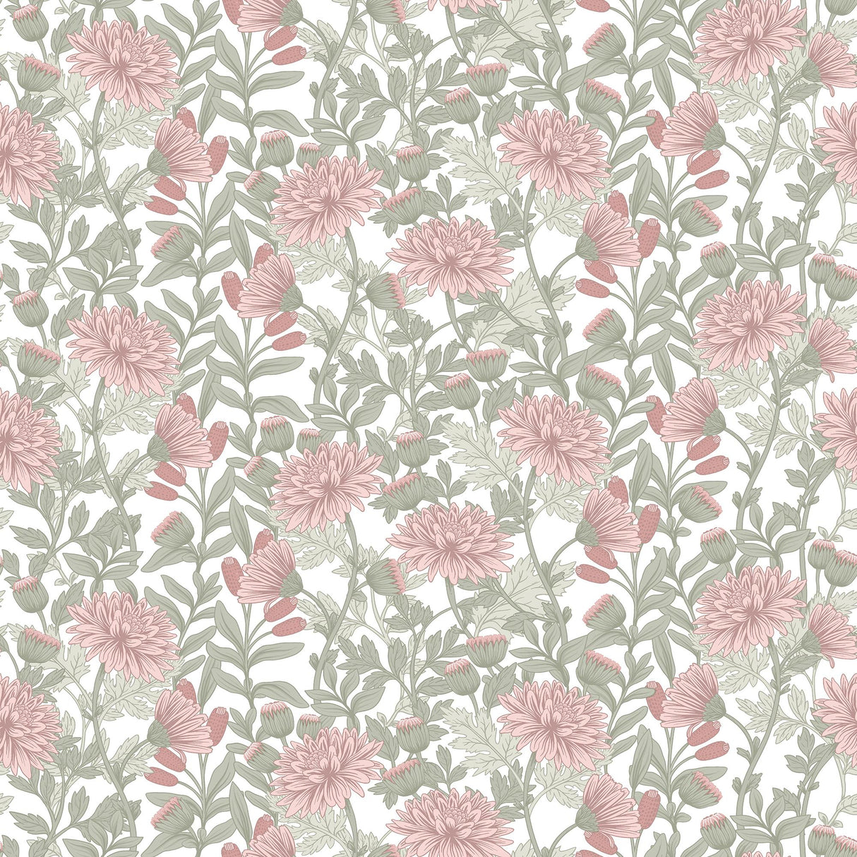 DecoratorsBest Floral Sonata Pink & Green Wallpaper