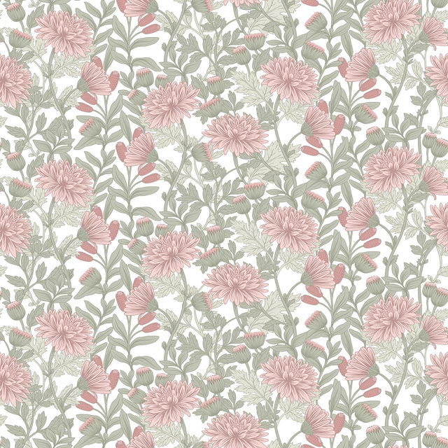 DecoratorsBest Floral Sonata Pink & Green Wallpaper
