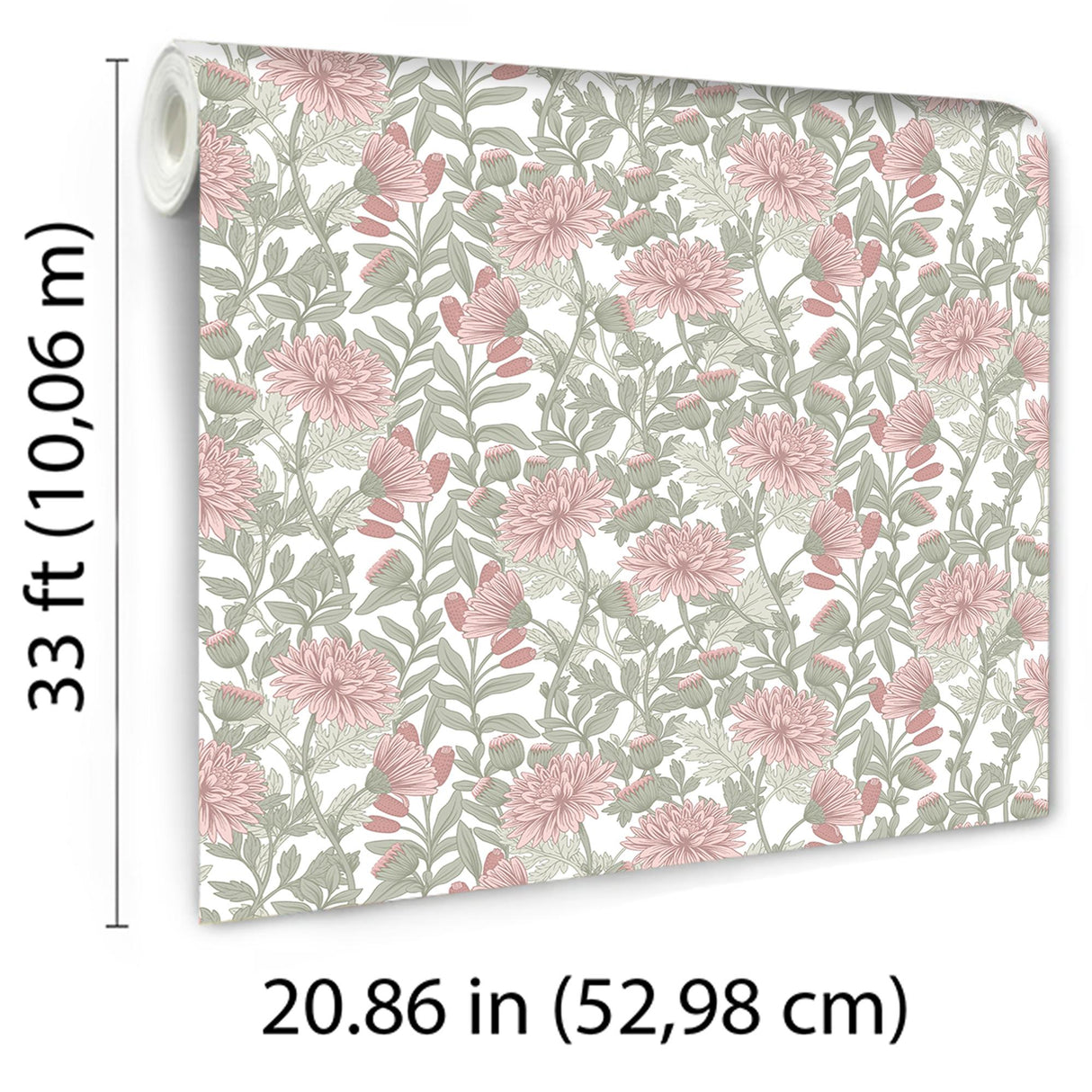 Veer Decor Floral Sonata Pink and Green Wallpaper