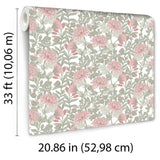 Veer Decor Floral Sonata Pink and Green Wallpaper