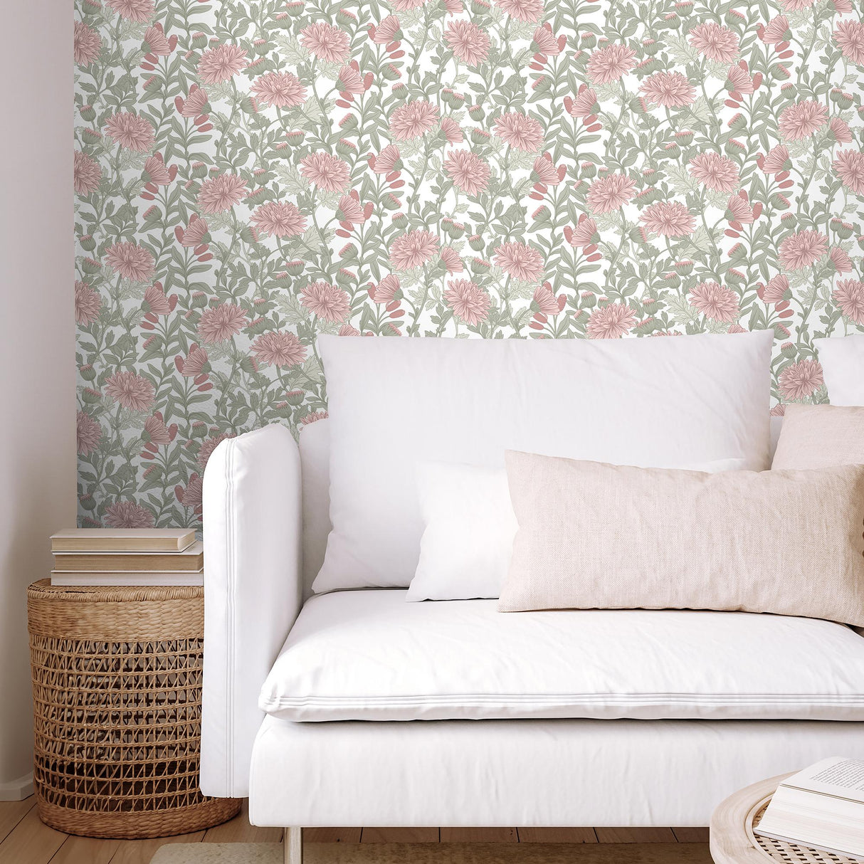 Veer Decor Floral Sonata Pink and Green Wallpaper