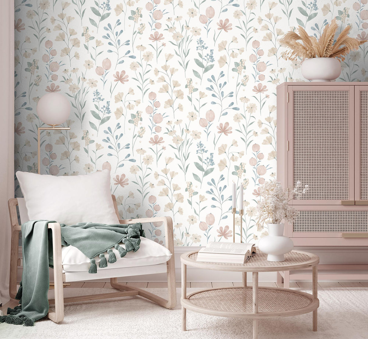 DecoratorsBest Floral Candy Beige & Green Wallpaper