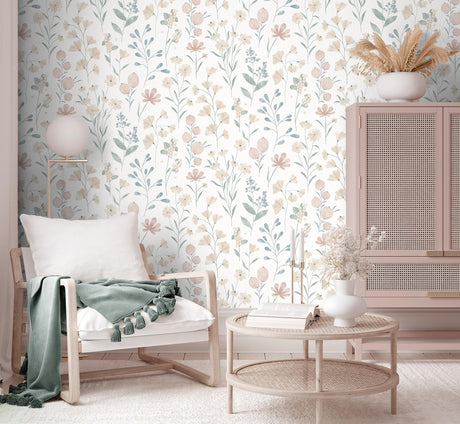 DecoratorsBest Floral Candy Beige & Green Wallpaper