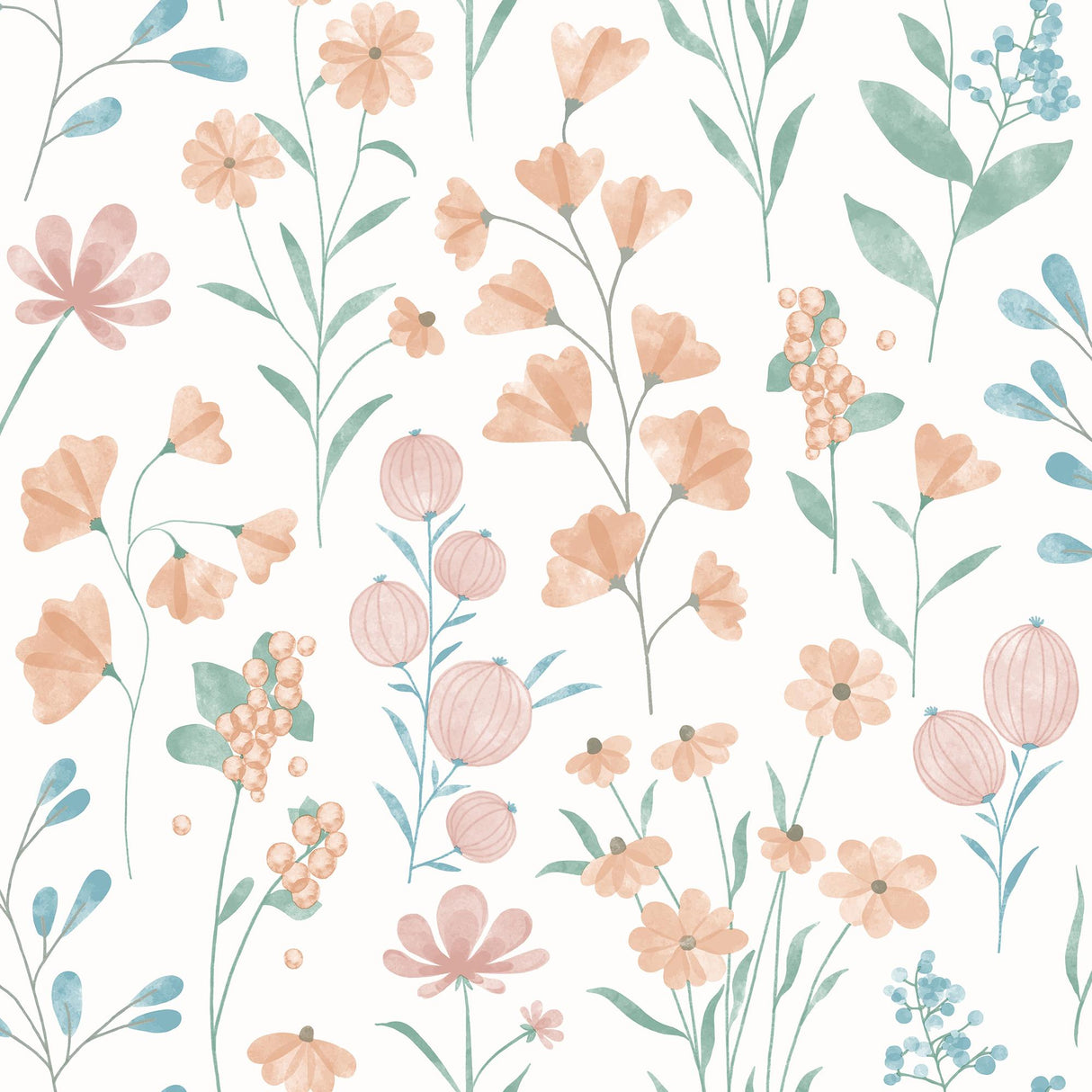 DecoratorsBest Floral Candy Orange Wallpaper