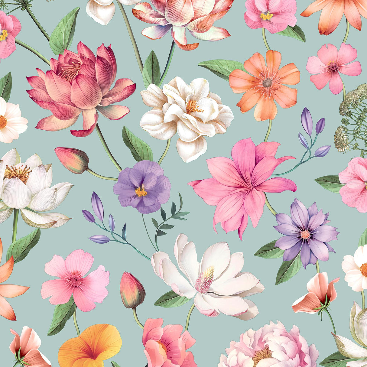DecoratorsBest Floral Fantasia Blue Wallpaper