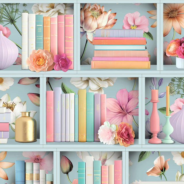 DecoratorsBest Blossom Shelves Blue Wallpaper