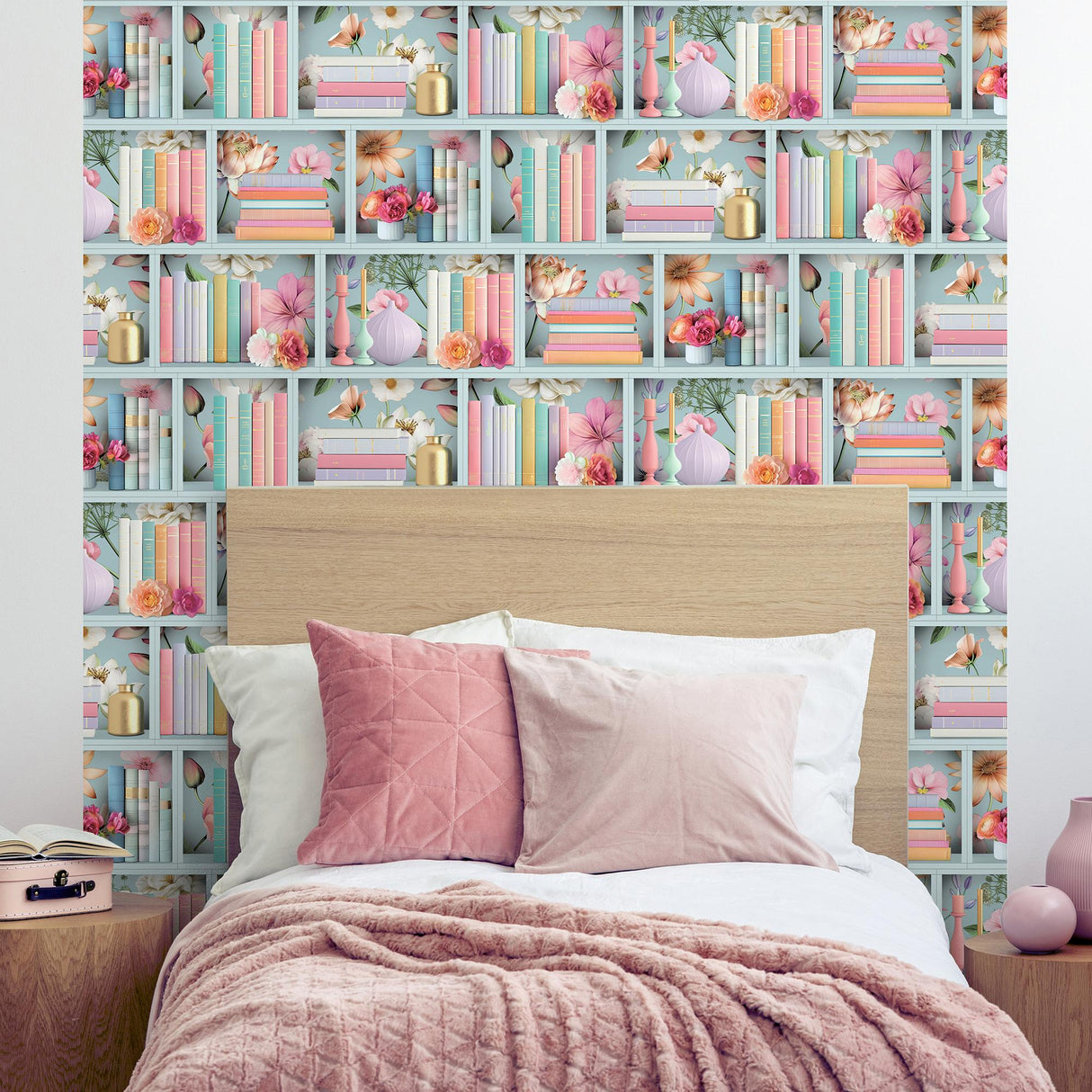 DecoratorsBest Blossom Shelves Blue Wallpaper
