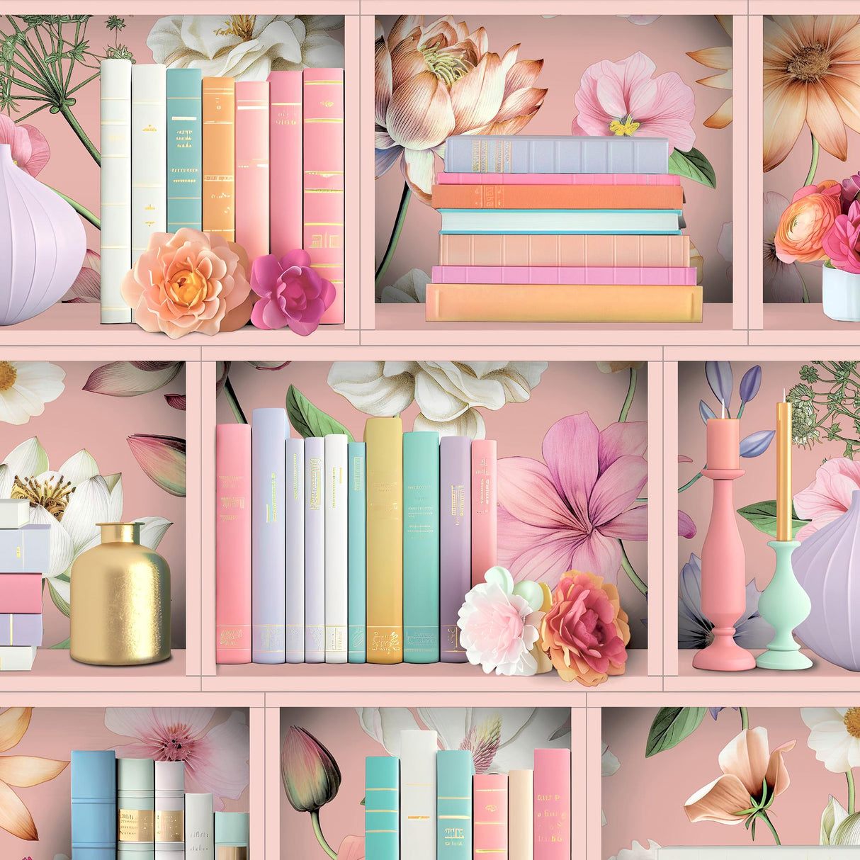 DecoratorsBest Blossom Shelves Pink Wallpaper
