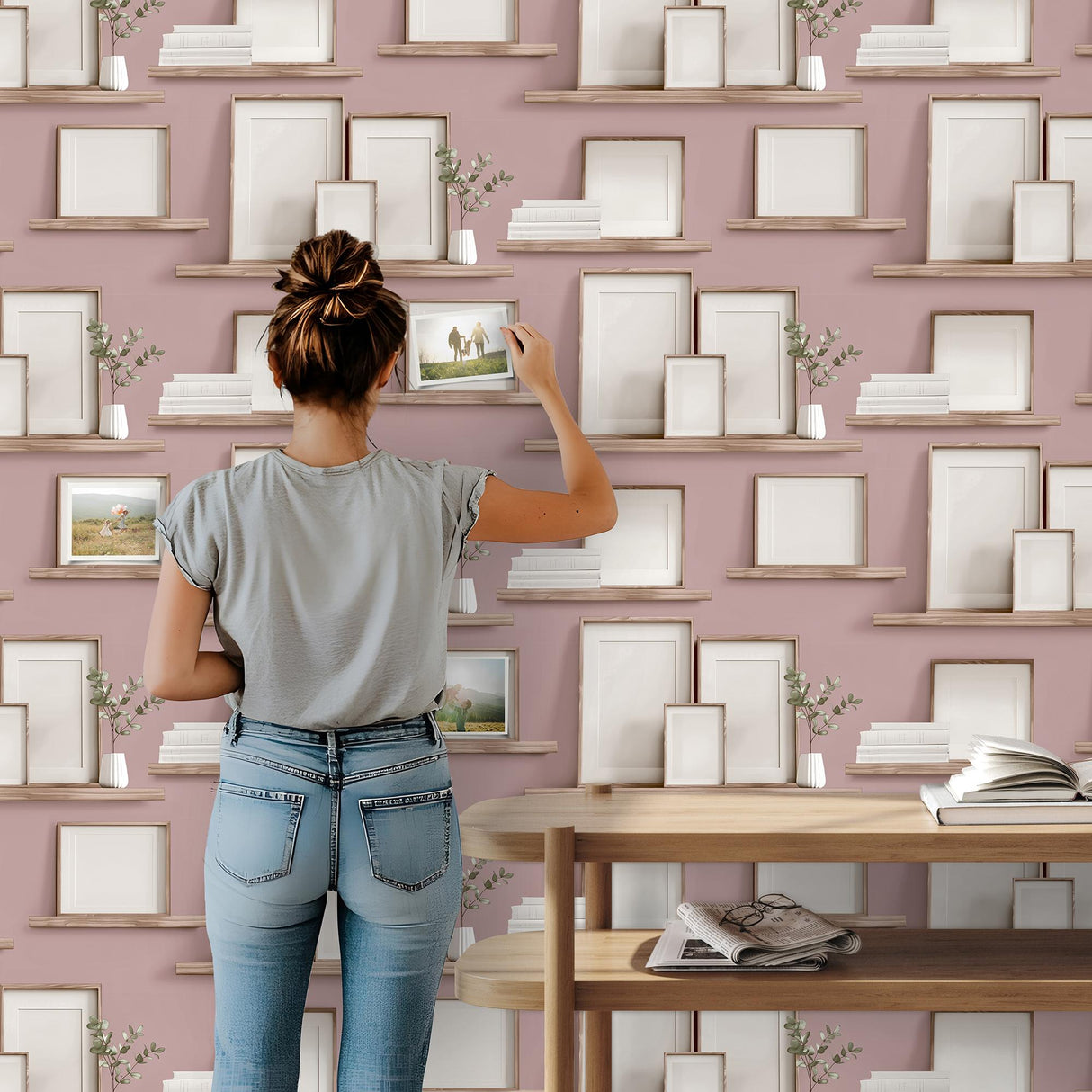 DecoratorsBest Frame Shelves Pink Wallpaper