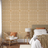 DecoratorsBest Lattice Rattan Panels Mustard Wallpaper