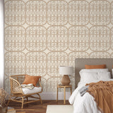 DecoratorsBest Lattice Rattan Panels Beige Wallpaper
