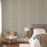 DecoratorsBest Lattice Rattan Panels Grey Wallpaper