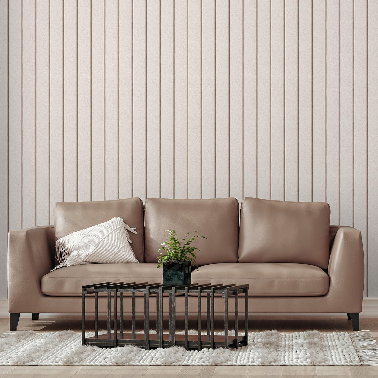 DecoratorsBest Luxe Concrete Slat Beige Wallpaper