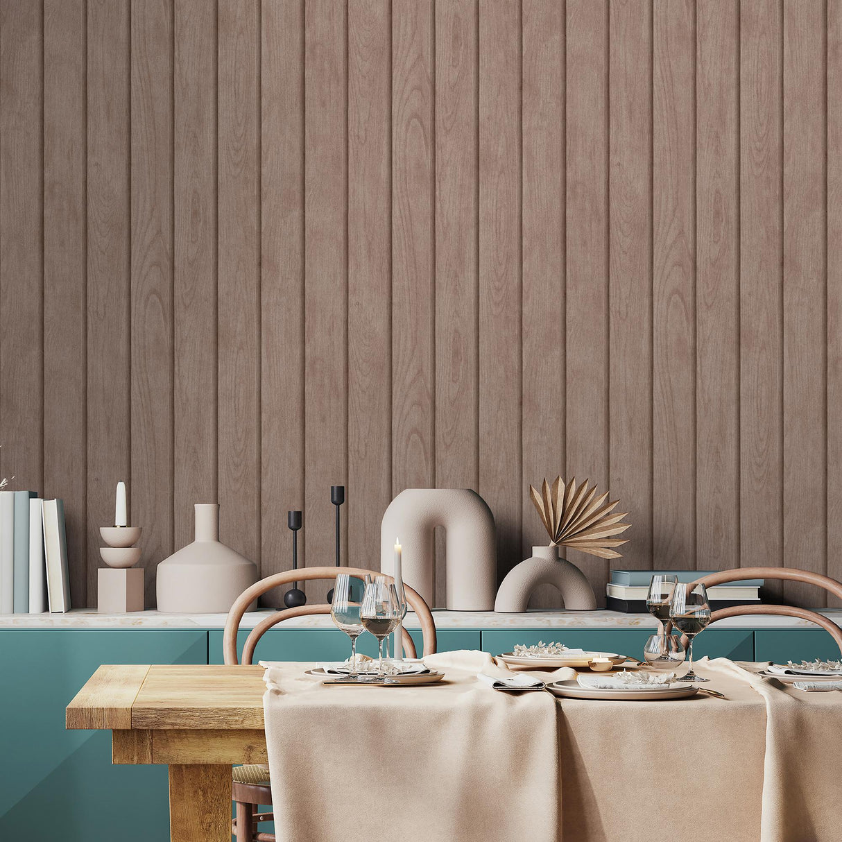 DecoratorsBest Luxe Wood Slats Brown Wallpaper
